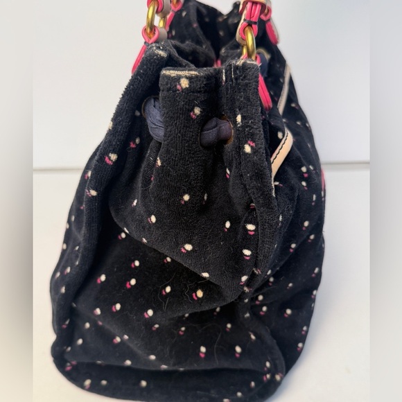 Juicy Couture Y2K Vintage Blue Velvet Polka Dot Bow Top Handle Bag  Preppy CHic - Picture 4 of 12